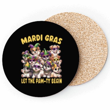 Discover Mardi Gras Puppies Masquerade -Dog Lover Coasters