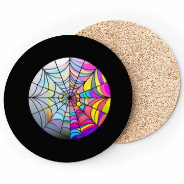 Discover colorful spider web stained glass Coasters