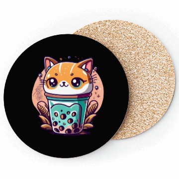 Discover Anime Cat Bubble Tea Coasters