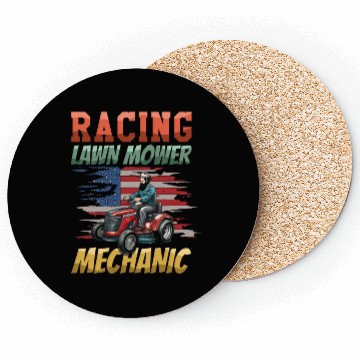 Discover Racing Lawn Mower Mechanic Backyard Coasters