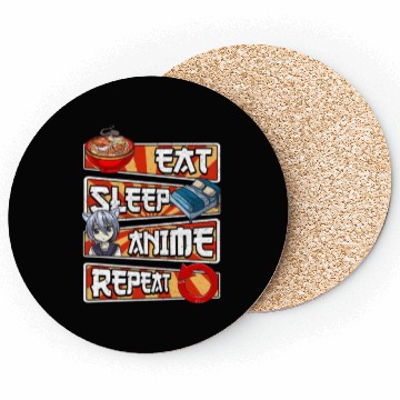Discover eat sleep anime repeat cute lovers obsessed Coasters