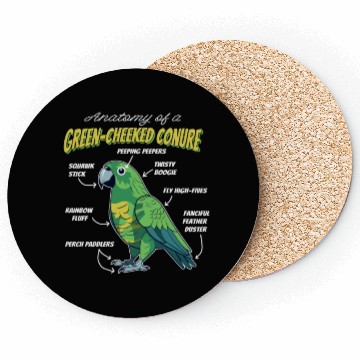 Discover Green Cheeked Conure Anatomy Coasters