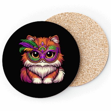Discover Mardi Gras Persian Cat, Dressed-up Cat Coasters