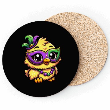 Discover Mardi Gras Chicken, Dressed-up Chick Coasters