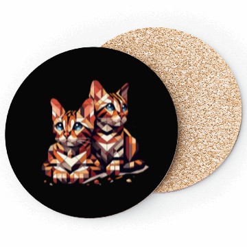 Discover Bengal Kittens Geometric Shape Coasters