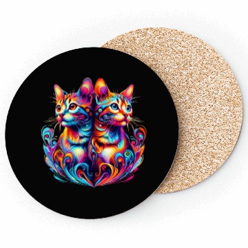 Discover Bengal Kittens Colorful Cats Coasters