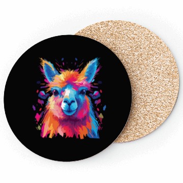 Discover Watercolor Colorful Alpaca Colorful Animals Coasters