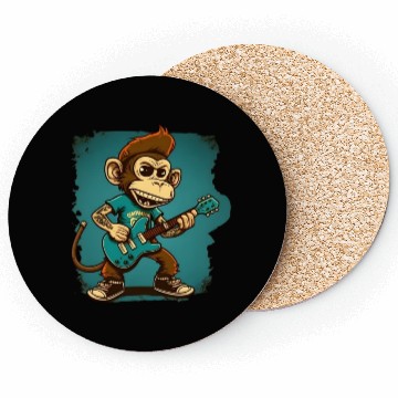 Discover Monkey Chimpanzee Playing Acousitc Rock Guitar Coasters