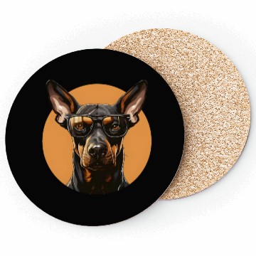 Discover Doberman natural ears Coasters