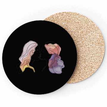 Discover Lesbian Couple Simple Minimalistic Drawing Coasters
