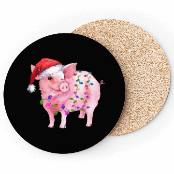 Discover Pig Christmas Light Coasters