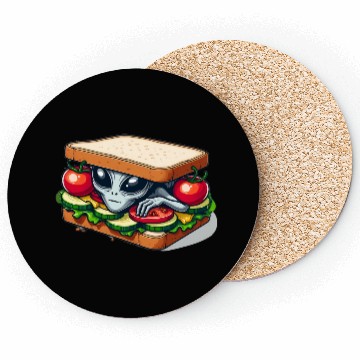 Discover Alien Hiding in a Sandwich Coasters