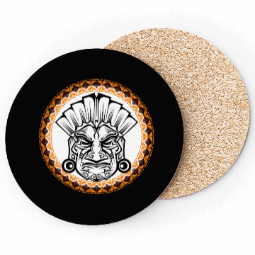 Discover Mythical Portrait with Amerindian Ink Tattoos Coasters