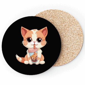 Discover Cat Boba Tea Bubble Tea Anime Kawaii Neko Coasters