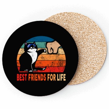 Discover Best Friends for Life Fist Bump Cat Owner Retro Coasters