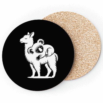 Discover Funny Llama With A Chilling Koala On Its Back Coasters