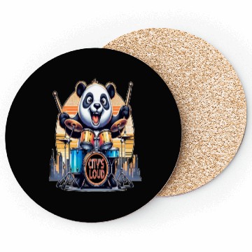 Discover Citys Loud, Urban Beat Panda Drummer Coasters