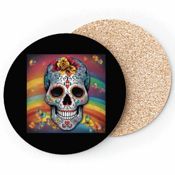 Discover A Sugar Skull pastel colors & Rainbow Coasters