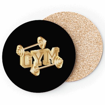 Discover gold dumbbell typography for gym enthusiasts Coasters