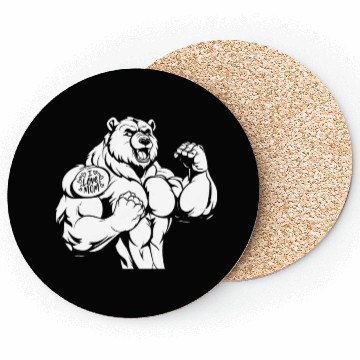 Discover Brown Bear Biceps Tattoo I Love Mom Coasters
