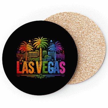 Discover RAINBOW VIBRANT NEON LIGHTS ILLUMINATE LAS VEGAS Coasters