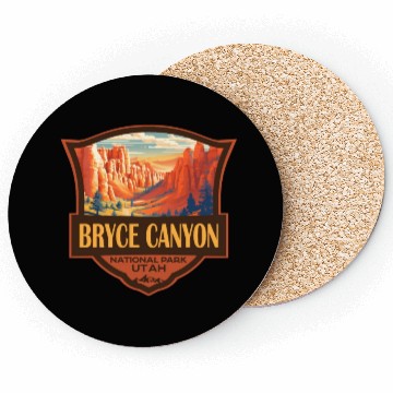 Discover Bryce Canyon National Park Travel Retro Badge Coasters