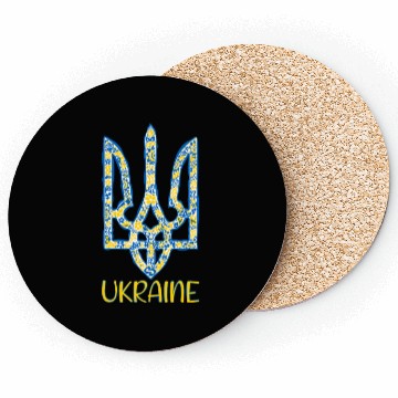 Discover Ukraine trident in Ukrainian flag colors Coasters