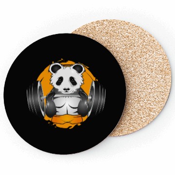 Discover Bodybuilder panda bear with barbell in the gym Coasters