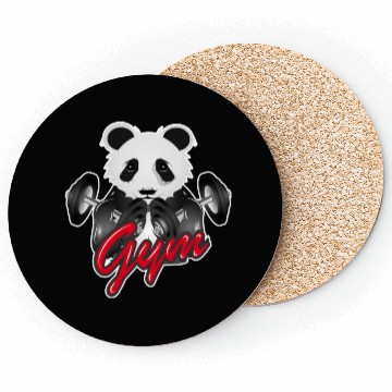 Discover Bodybuilder panda bear with barbell in gym Coasters