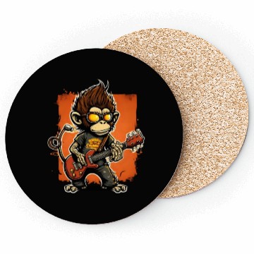 Discover Monkey Chimpanzee Playing Acousitc Rock Guitar Coasters