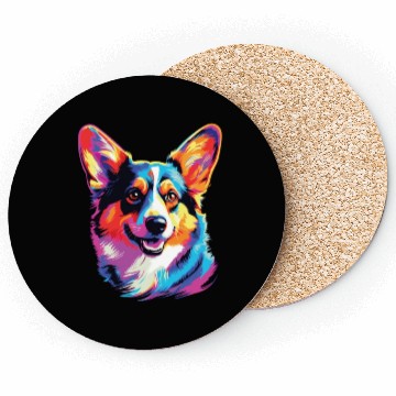 Discover Watercolor Colorful Pembroke Welsh Corgi Coasters