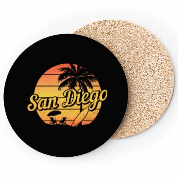 Discover San Diego California Surfer Souvenir Coasters