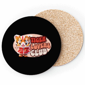 Discover Cute Tiger personified with red jacket Coasters