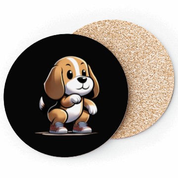 Discover Squat Squad: Beagle's Fitness Journey Coasters