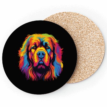 Discover Watercolor Colorful Tibetan Mastiff Coasters