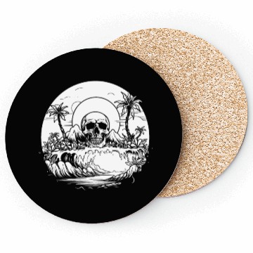 Discover Surfing Surfer Sunset Skull Nature Coasters