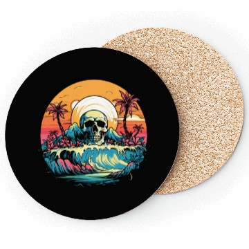 Discover Surfing Surfer Skull Nature Coasters