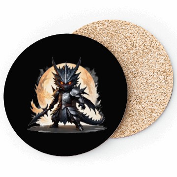 Discover Chibi dragonwarrior Battle Pose in Full armor Coasters