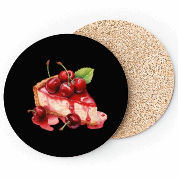 Discover Slice of Red Cherry Cheesecake Coasters