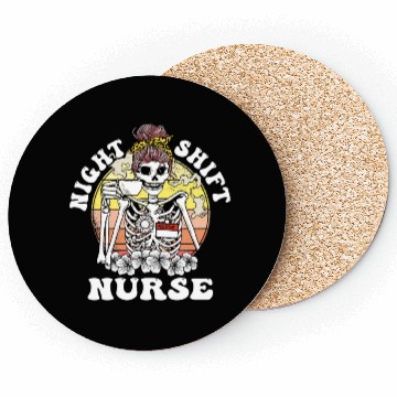 Discover Funny Night Shift Nurse Skeleton Halloween RN Coasters