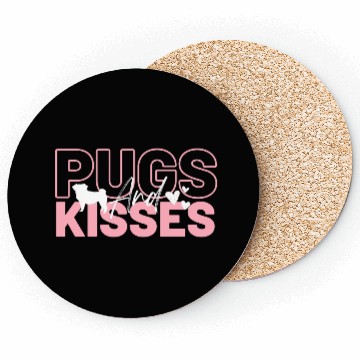 Discover Pugs & Kisses Pink Coasters
