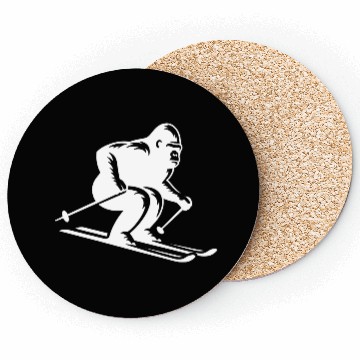 Discover Monkey Gorilla Chimpanzee Ski Silhouette Design Coasters