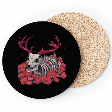 Discover Deer Floral Skeleton Flower Animal Coasters