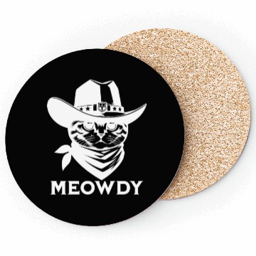 Discover Cute Meowdy Cat Cowboy Pun Coasters