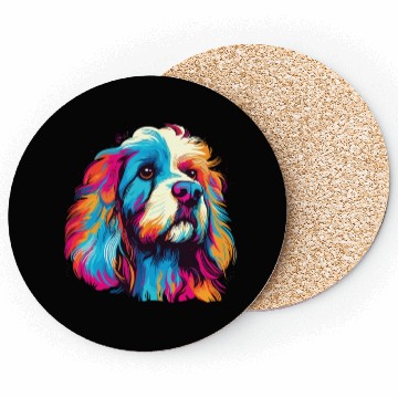 Discover Watercolor Colorful Tibetan Spaniel Coasters
