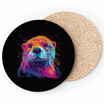 Discover Watercolor Colorful Otter Colorful Animals Coasters
