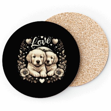 Discover golden retriever dogs Coasters