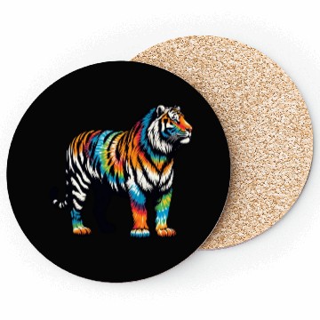 Discover Vibrant Tie Dye Tiger Artwork Coasters