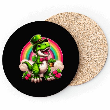 Discover T- Rex Happy St Patricks Day Irish Rainbow Shamro Coasters