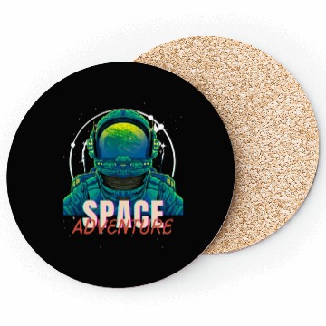 Discover Space Adventure Art (Green Dragon/Astronaut) Coasters